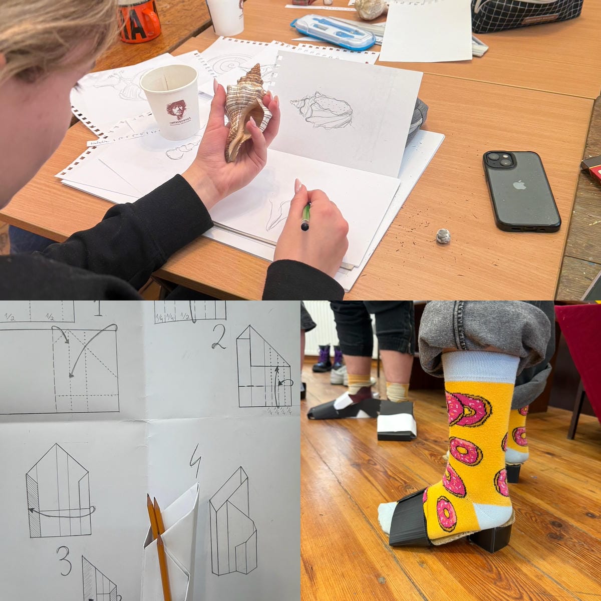 Rysownia - kurs podstaw projektowania przed egzaminem na ASP i Architekturę - prace kandydatów, konstrukcja buta z tektury