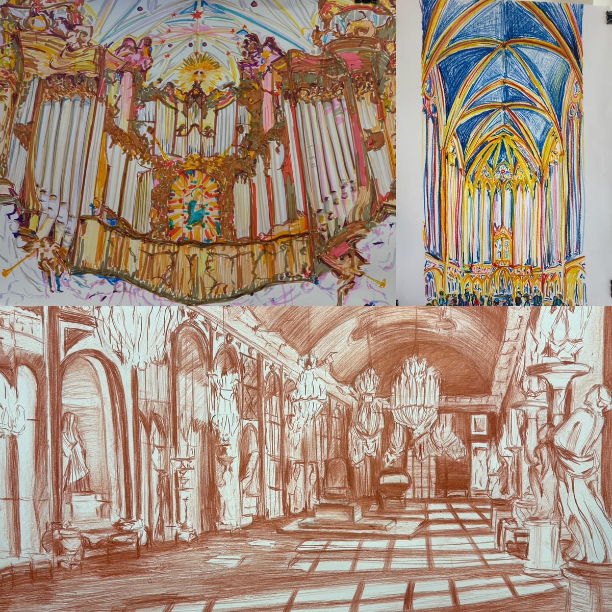 Rysownia - nauka rysunku - wnętrza, rysunek architektoniczny,   wykonane przez uczniów - Bydgoszcz - przygotowanie do egzaminu na architekturę